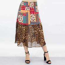 Load image into Gallery viewer, Animal Print Color Block Skirt - Red