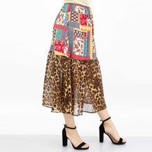 Load image into Gallery viewer, Animal Print Color Block Skirt - Red