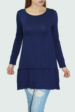Load image into Gallery viewer, Long Sleeve Pleated Bottom Tunic - Navy