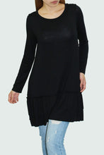 Load image into Gallery viewer, Long Sleeve Pleated Bottom Tunic - Black