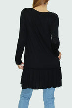 Load image into Gallery viewer, Long Sleeve Pleated Bottom Tunic - Black