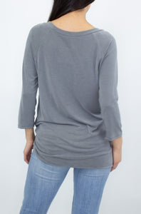 Twisted Front Comfortable Top - Grey
