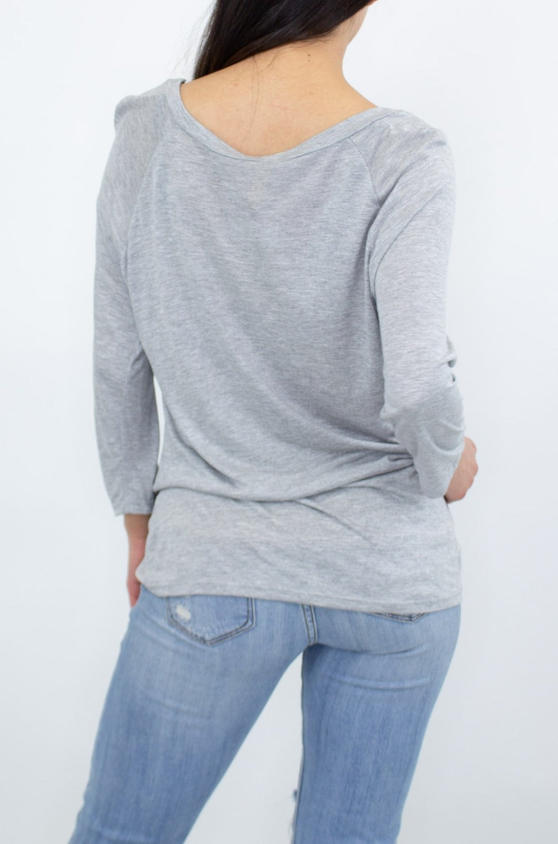 Twisted Front Comfortable Top - Heather grey