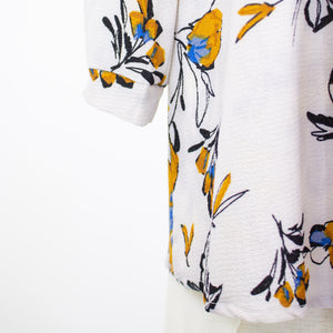 Button Front 3/4 Sleeve Blouse - Beige